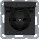 Розетка SHUKO© с крышкой и защитными шторками 16A 250V~ 2P+T, цвет Антрацит, G5505B, JASMART