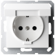 Розетка SHUKO© с крышкой и защитными шторками 16A 250V~ 2P+T, цвет белый глянцевый, G5505W, JASMART