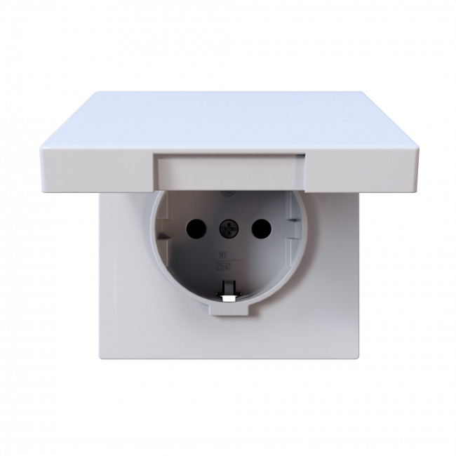 Розетка SCHUKO© с крышкой и защитными шторками 16A 250V~ 2P+T, цвет белый глянцевый, FD5505W, Jasmart