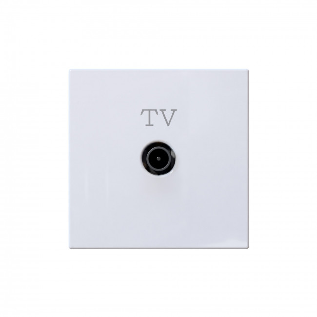 Розетка TV ?9.5mm оконечная с накладкой, цвет белый глянцевый, FD6001W, Jasmart