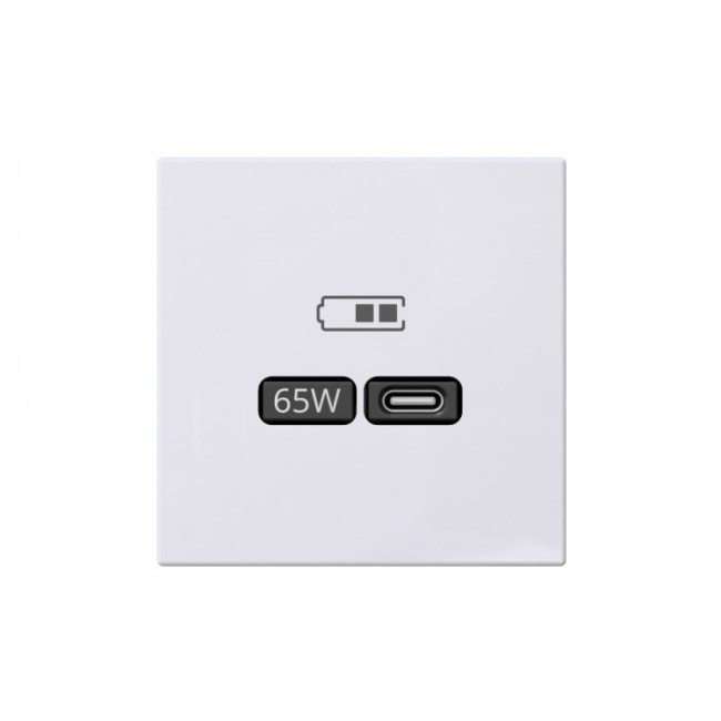 USB зарядка 65W тпп "С" и тип "А", 220-240Вт, 50-60Мгц, цвет белый глянцевый, FD6065W , Jasmart