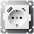 Розетка SHUKO© с USB A+C с защитными шторками 16A 250V~ 2P+T USB 25W, цвет белый глянцевый, G5501USB-25W, JASMART