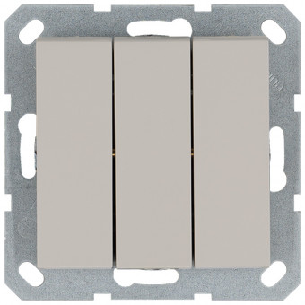 Выключатель трехклавишный 10A 250V~ с накладкой, цвет Тауп , G3031T, Jasmart