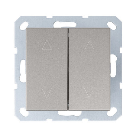 Выключатель двухклавишный для штор 10A 250V~ с накладкой, цвет шампань, G3028CH, Jasmart