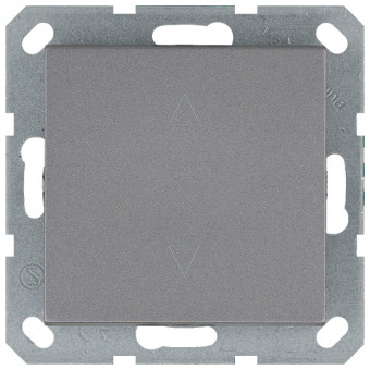 Выключатель одноклавишный для штор 10A 250V~ с накладкой, цвет Алюминий, G3018S, Jasmart