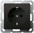Розетка SHUKO© с защитными шторками 16A 250V~ 2P+T, цвет черный матовый (soft touch), G5501PB, JASMART