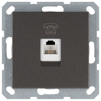 Телефонная розетка RJ11 с накладкой, цвет Антрацит, G6101B, Jasmart