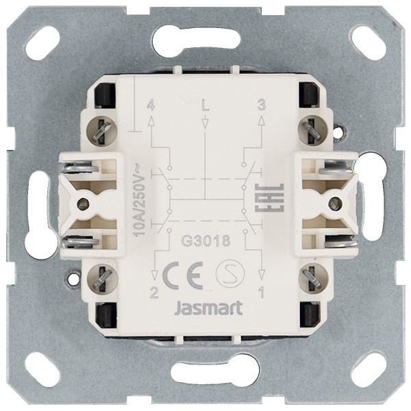Выключатель одноклавишный для штор 10A 250V~ с накладкой, цвет черный матовый (soft touch), G3018PB, Jasmart