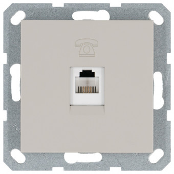 Телефонная розетка RJ11 с накладкой, цвет Тауп, G6101T, Jasmart