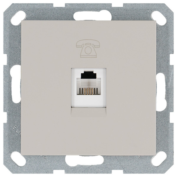 Телефонная розетка RJ11 с накладкой, цвет Тауп, G6101T, JASMART
