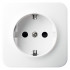 Розетка одноместная Schuko со шторками, открытого монтажа, (цвет белый) 16A 250V~ 2P+T Jasmart, FS5501W