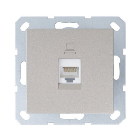 Интернет-розетка RJ45 с накладкой, цвет шампань, G6105CH, Jasmart