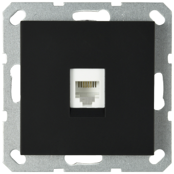 Телефонная розетка RJ11 с накладкой, цвет черный матовый (soft touch), G6101PB, Jasmart