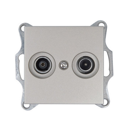 Розетка TV+FM ?9.5mm оконечная с накладкой, цвет шампань, G6204CH, Jasmart