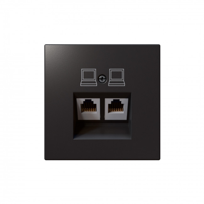 Интернет-розетка RJ45 двойная с накладкой, цвет Никель, FD6106NI, Jasmart