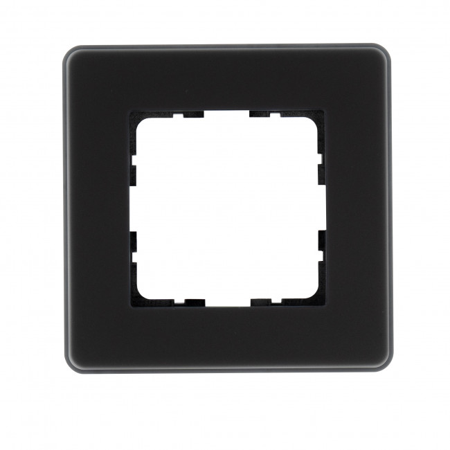 G-Glass Стеклянная матовая закругленная рамка 1 пост , цвет черный, G1001GB-RM, Jasmart