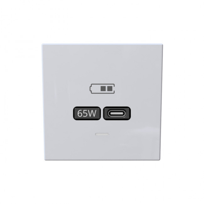 USB зарядка 65W тпп "С" и тип "А", 220-240В, 50-60Мгц, цвет Белый матовый (soft touch), FD6065PWM, Jasmart