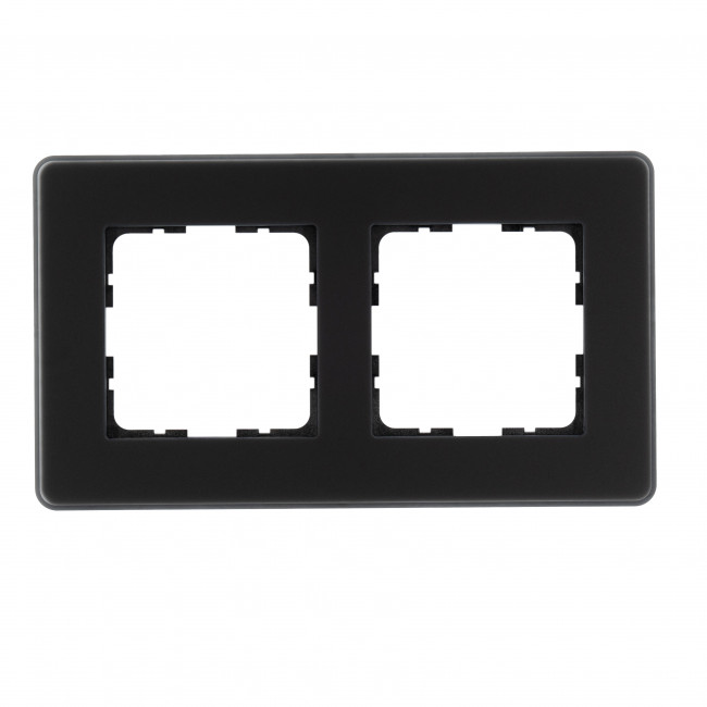 G-Glass Стеклянная матовая закругленная рамка 2 пост , цвет черный, G1002GB-RM, Jasmart