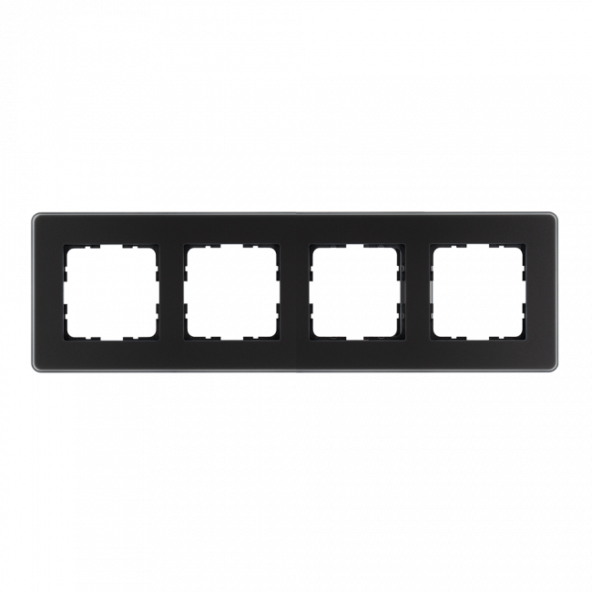 G-Glass Стеклянная матовая закругленная рамка 4 пост , цвет черный, G1004GB-RM, Jasmart