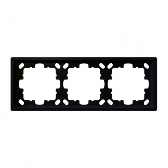 Рамка серия FD 3-постовая, цвет Черный матовый (soft touch), FD1003PBM, Jasmart