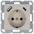 Розетка SHUKO© с USB A+C с защитными шторками 16A 250V~ 2P+T USB 25W, цвет Тауп, G5501USB-25T, JASMART