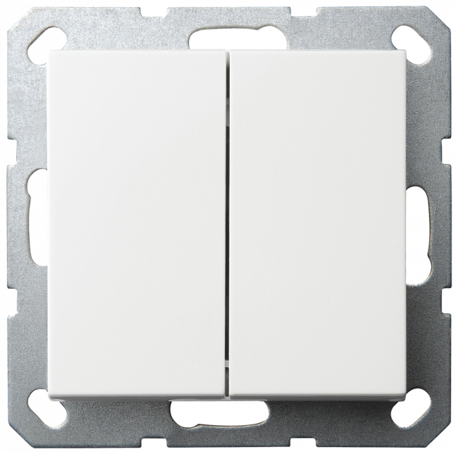Перекрестный выключатель 2х клавишный 10А, 250В, цвет белый глянцевый, G3014W, Jasmart