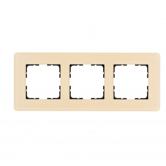 Стеклянная матовая закругленная рамка 3 пост , цвет тауп, G1003GT-RM, Jasmart