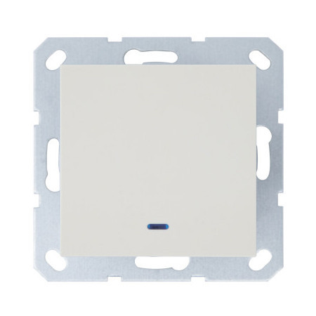 Выключатель одноклавишный проходной со светодиодом 10A 250V~ с накладкой, цвет слоновая кость, G3012NV, Jasmart