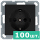 Розетка SHUKO© с защитными шторками 16A 250V~ 2P+T, цвет Антрацит,  JASMART, набор, 100 шт.