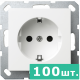 Розетка SHUKO© с защитными шторками 16A 250V~ 2P+T, цвет белый глянцевый,  JASMART, набор, 100 шт.