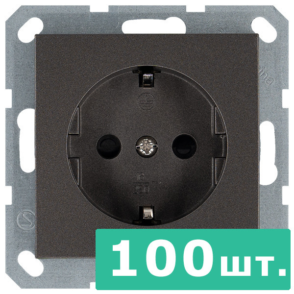 Розетка SHUKO© с защитными шторками 16A 250V~ 2P+T, цвет Мокко,  JASMART, набор, 100 шт.