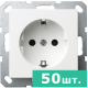 Розетка SHUKO© с защитными шторками 16A 250V~ 2P+T, цвет белый глянцевый,  JASMART, набор, 50 шт.