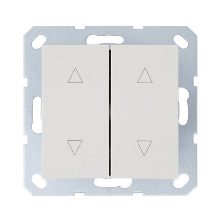 Выключатель двухклавишный для штор 10A 250V~ с накладкой, цвет слоновая кость, G3028V, Jasmart