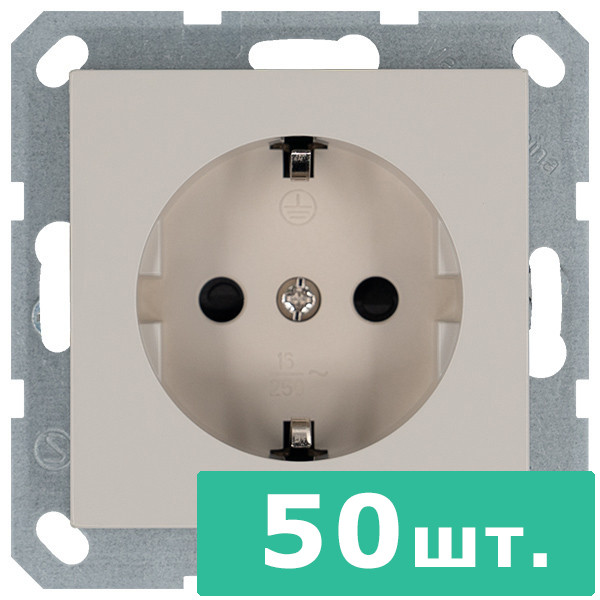 Розетка SHUKO© с защитными шторками 16A 250V~ 2P+T, цвет Тауп,  JASMART, набор, 50 шт.