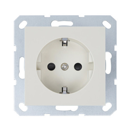 Розетка SCHUKO© с защитными шторками 16A 250V~ 2P+T, цвет слоновая кость, G5501V, Jasmart