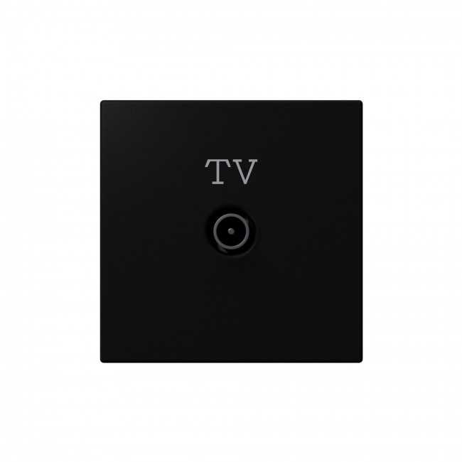 Розетка TV ?9.5mm оконечная с накладкой, цвет Черный матовый (soft touch), FD6001PBM, Jasmart