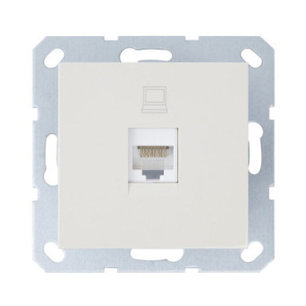 Телефонная розетка RJ11 с накладкой, цвет слоновая кость, G6101V, Jasmart