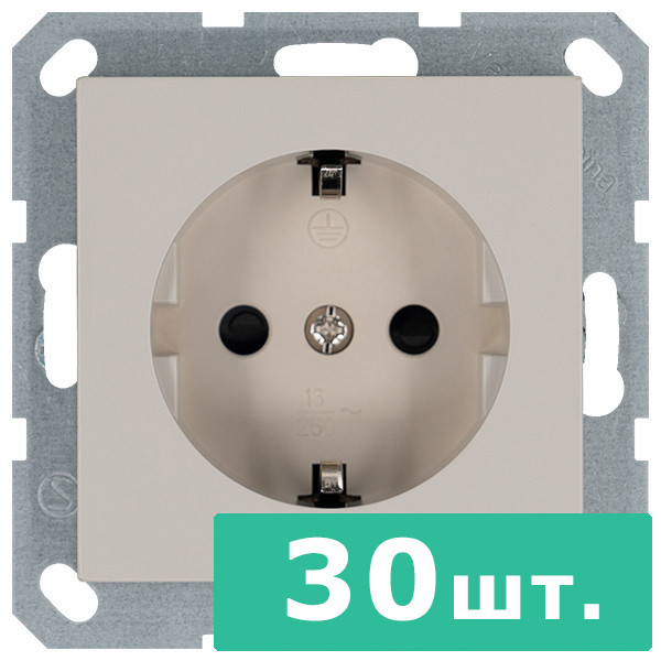 Розетка SHUKO© с защитными шторками 16A 250V~ 2P+T, цвет Тауп,  JASMART, набор, 30 шт.