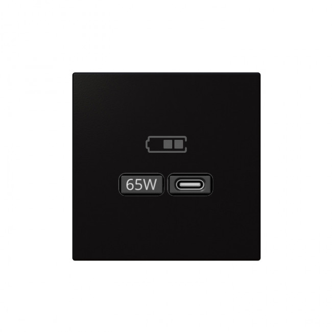 USB зарядка 65W тпп "С" и тип "А", 220-240Вт, 50-60Мгц, цвет Черный матовый (soft touch), FD6065PBM, Jasmart