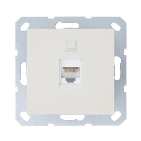 Интернет-розетка RJ45 с накладкой, цвет слоновая кость, G6105V, Jasmart