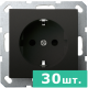 Розетка SHUKO© с защитными шторками 16A 250V~ 2P+T, цвет черный матовый (soft touch),  JASMART, набор, 30 шт.