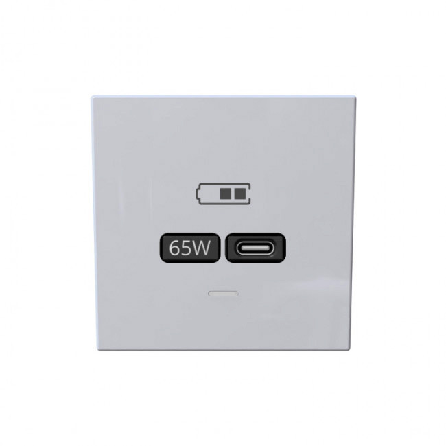 USB зарядка 65W тпп "С" и тип "А", 220-240В, 50-60Мгц, цвет Алюминий, FD6065BR, Jasmart