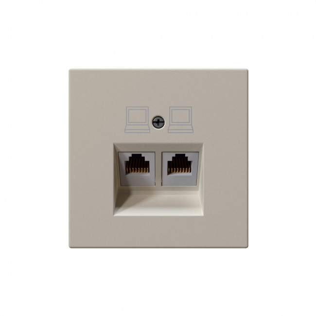 Интернет розекта 2х терминальная 6 категория, цвет Сахара, FD6108SH, Jasmart