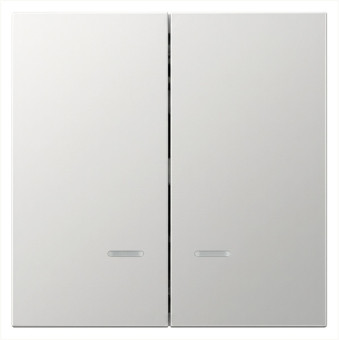 Выключатель двухклавишный со светодиодами 10A 250V~ с накладкой, цвет Алюминий, FD3023NBR, Jasmart