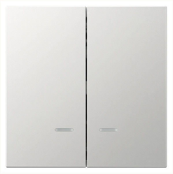 Выключатель двухклавишный со светодиодами 10A 250V~ с накладкой, цвет Алюминий, FD3023NBR, Jasmart