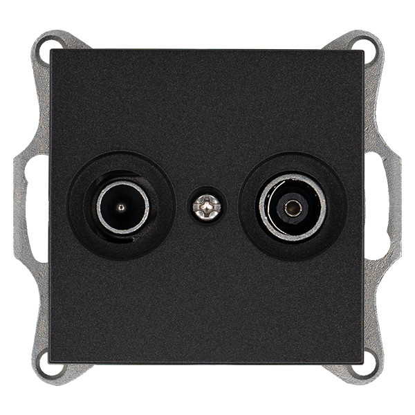 Розетка TV+FM Ф9.5mm оконечная с накладкой, цвет Антрацит, G6204B, JASMART