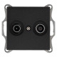 Розетка TV+FM Ф9.5mm оконечная с накладкой, цвет Антрацит, G6204B, JASMART