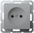 Розетка без заземления с защитными шторками 16A 250V~ 2P, цвет Алюминий, G5503S, JASMART