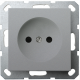 Розетка без заземления с защитными шторками 16A 250V~ 2P, цвет Алюминий, G5503S, JASMART