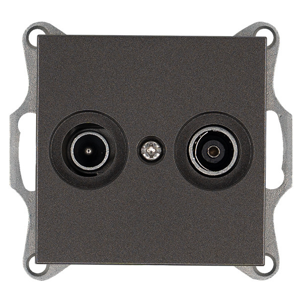 Розетка TV+FM Ф9.5mm оконечная с накладкой, цвет Мокко, G6204Z, JASMART